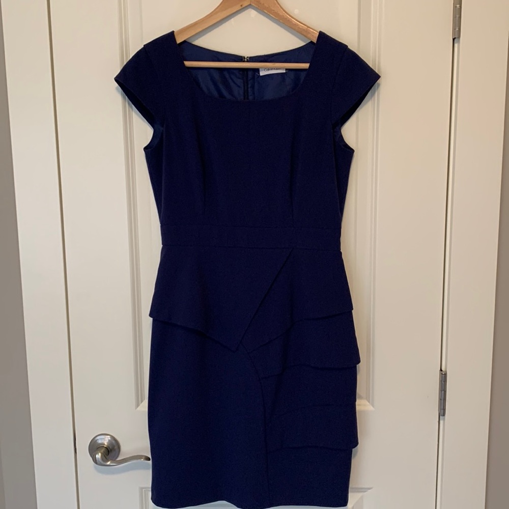 Calvin Klein Cap Sleeve Pleated Front Dress - 6